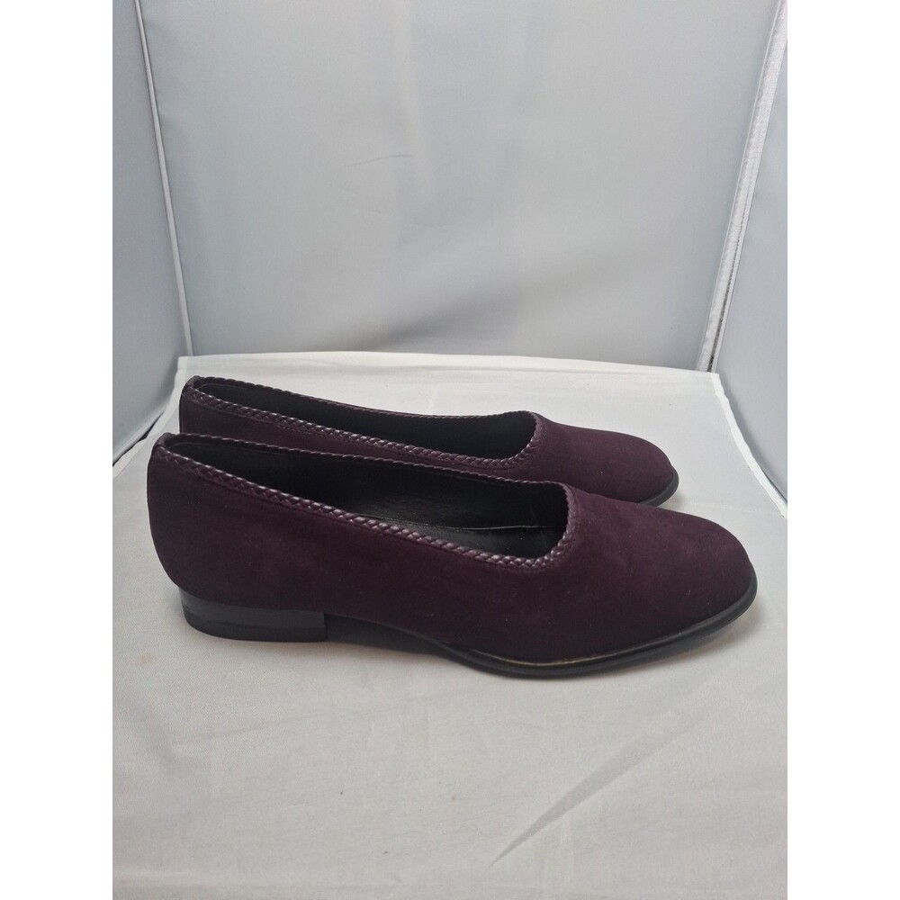 BANDOLINO Women's Purple Suede Flats Size 7 Braided Trim Comfort Loafers